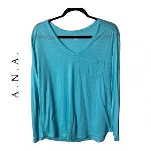 0611. ANA LONG SLEEVE JERSEY TOP LARGE AQUA PERFECT‎ CONDITION LIGHTWEIGHT